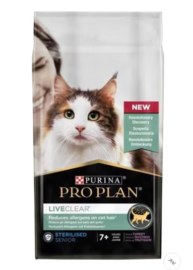 Pro Plan LiveClear +7 Alerjen Azaltan Hindili 1.4 kg Kısırlaştırılmış Yaşlı Kedi Maması