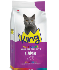 King Multicolor Renkli Taneli Kuzu Etli Yetişkin Kedi Maması 15 Kg