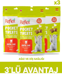 Reflex Pocket Treats Ağız Ve Diş Sağlığı İçin Kedi Ödül Maması Seti 3×60 gr